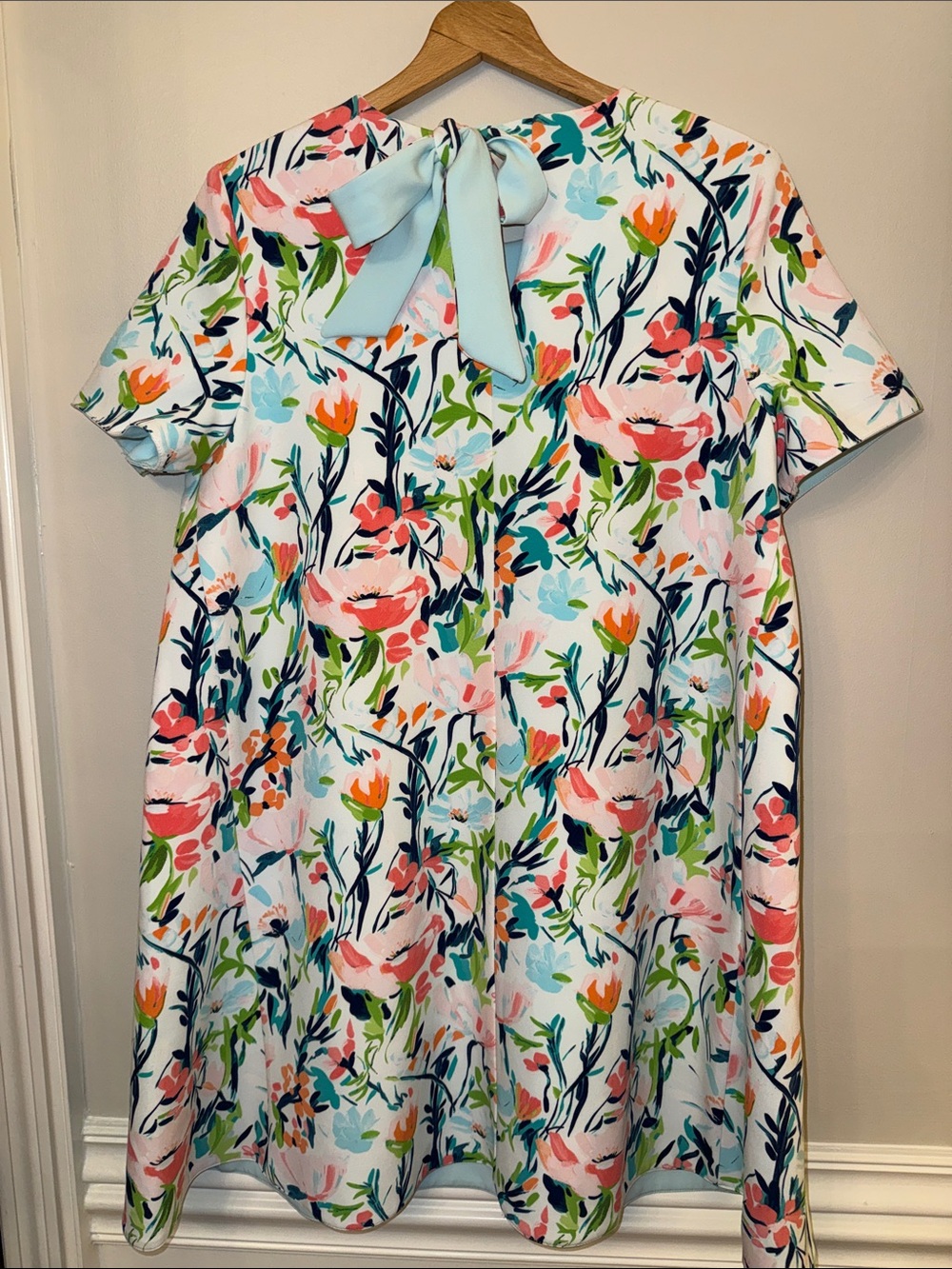 NWT Crown & Ivy Light Blue and Floral Reversible A-line Dress small medium